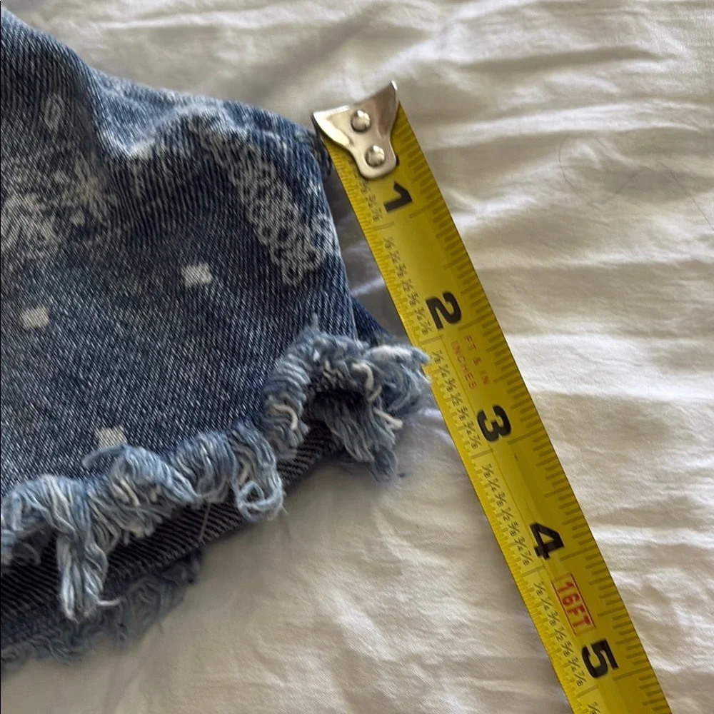 KanCan Print Frayed Denim Shorts - Picture 11 of 11